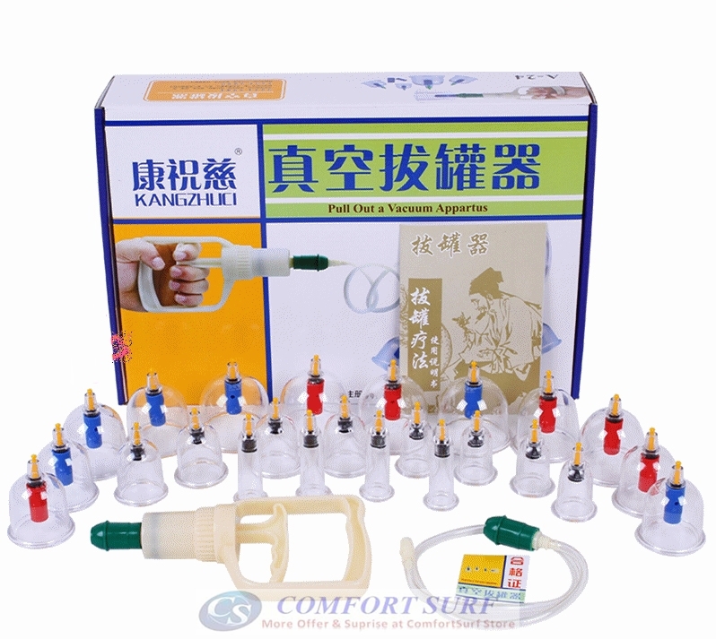 New 2017 - 12 Cups /24 Cups Set Of Vacuum Suction Body Cupping Pull Out a Vacuum Appartus Therapy